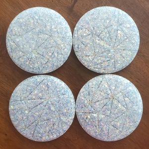 Handmade Resin Geometric Opal Glitter Coasters